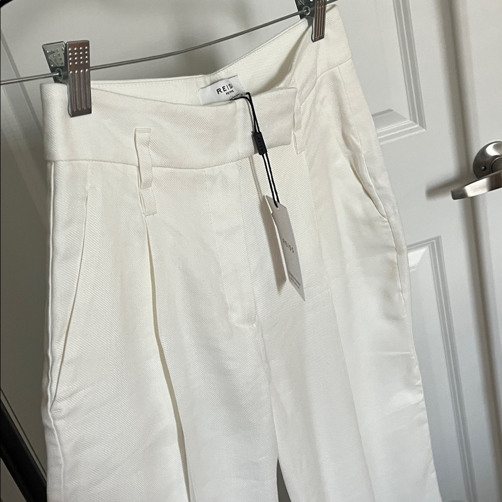 NWT Reiss Willow Linen Blend Wide Leg Trousers Size 2P - Picture 4 of 7